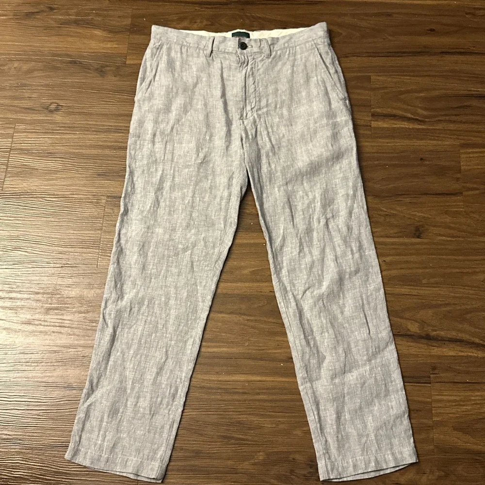 J Crew Mens Classic Fit 100% Linen Trouser Pants Gray 29x32 (30x27) CA092
